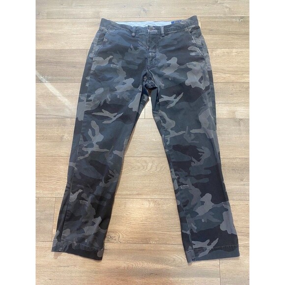 Polo Ralph Lauren Pants Mens 34x30 Gray Camo Stretch Straight Fit Chino Twill - Picture 1 of 9